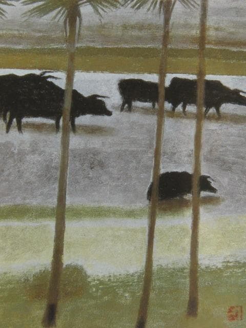 秋野不矩、【帰牛】、希少な額装用画集より、新品額装付、状態良好