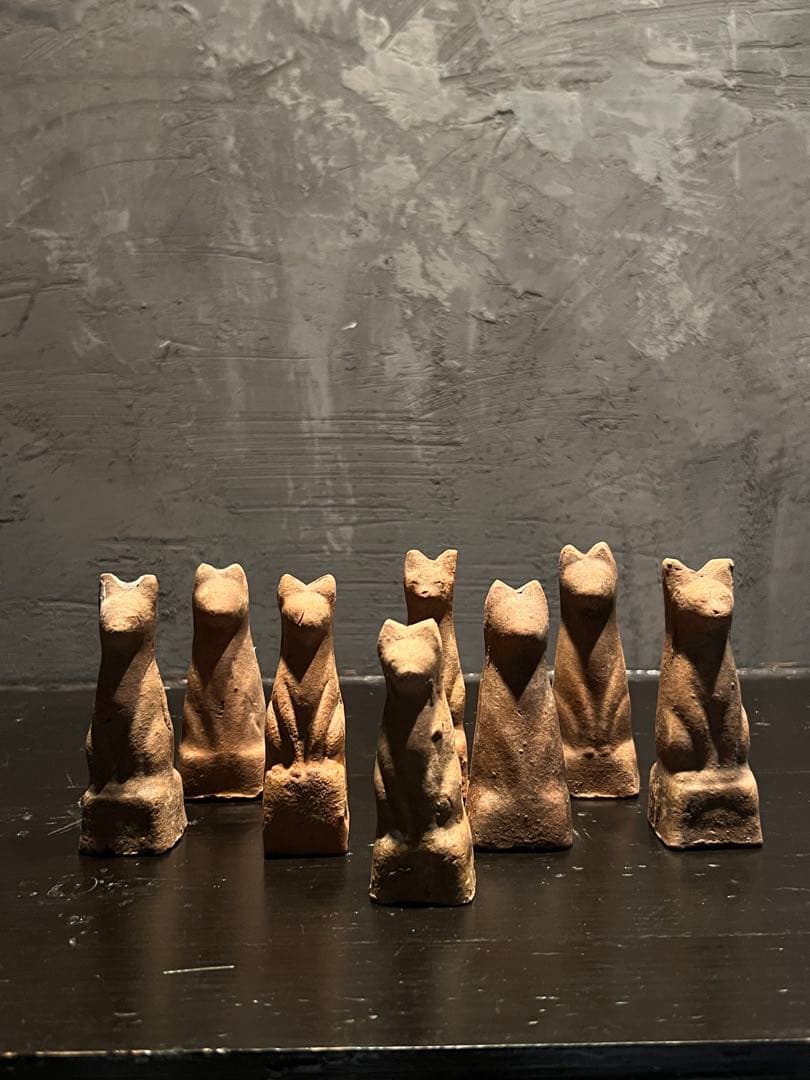 鉄砲狐 8体セット①　／ 今戸焼 民藝 土人形 古道具 宗教美術 郷土玩具