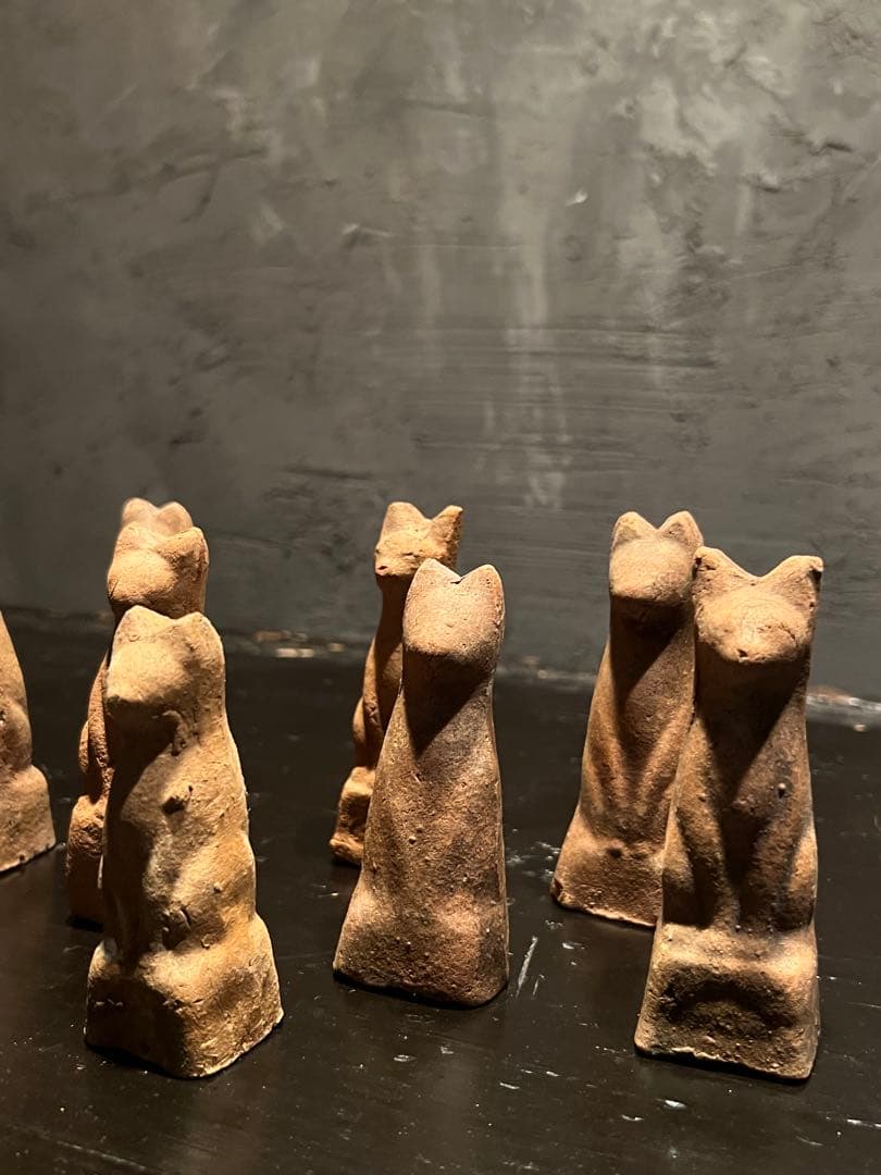 鉄砲狐 8体セット①　／ 今戸焼 民藝 土人形 古道具 宗教美術 郷土玩具