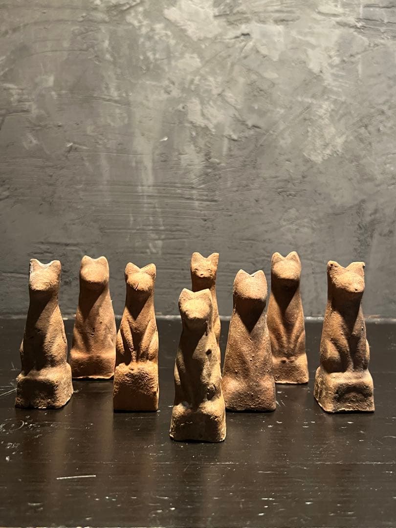 鉄砲狐 8体セット①　／ 今戸焼 民藝 土人形 古道具 宗教美術 郷土玩具