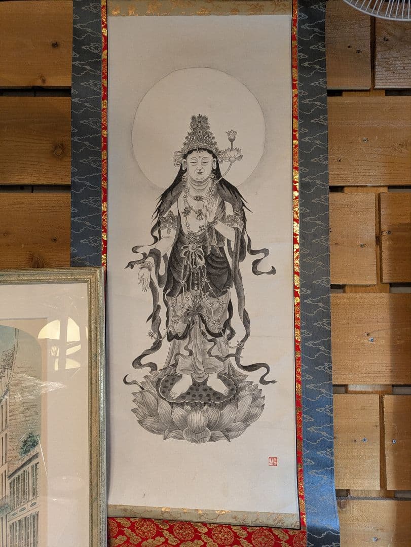 聖観音 墨絵 掛軸