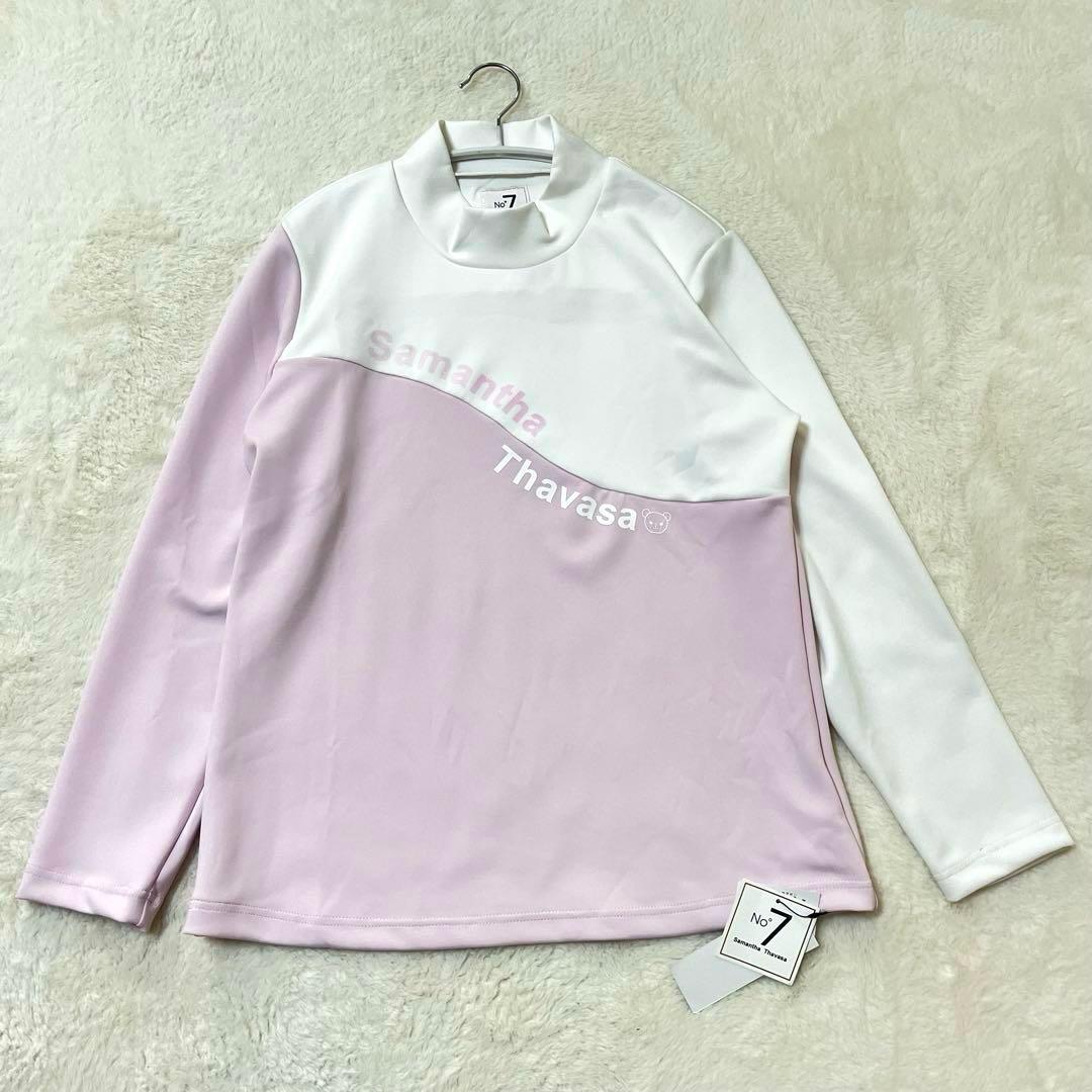 新品 サマンサタバサ ゴルフスポーティーバイカラー 長袖モックネック 40 L