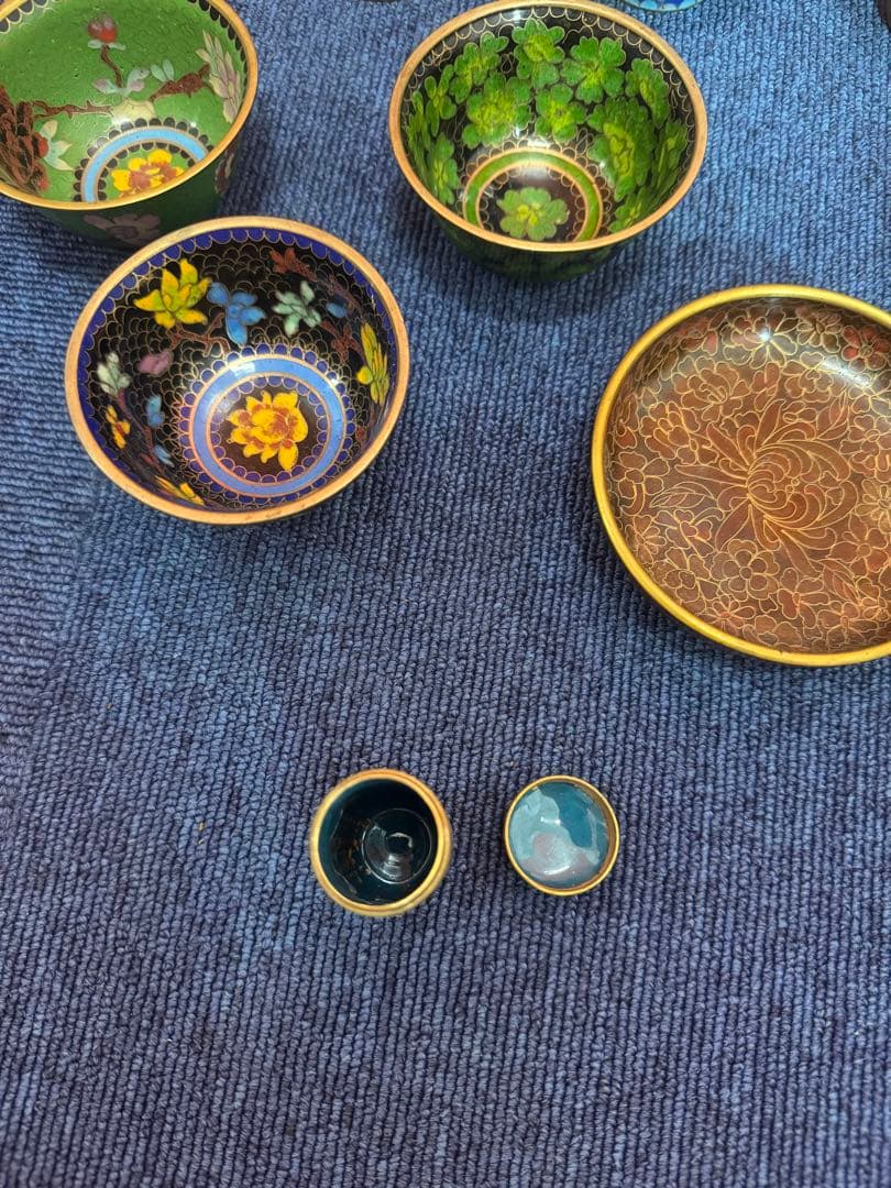 1840  七宝焼　景泰藍　まとめ売り　合計14個　時代物