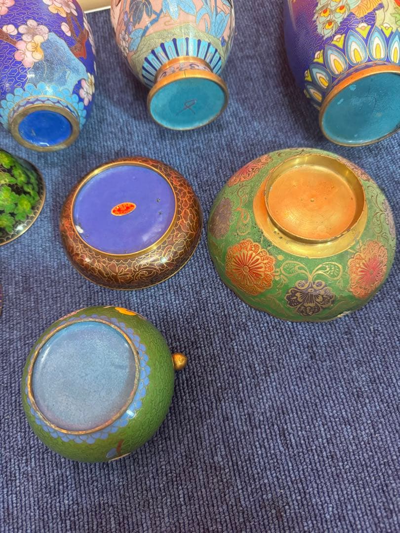 1840  七宝焼　景泰藍　まとめ売り　合計14個　時代物