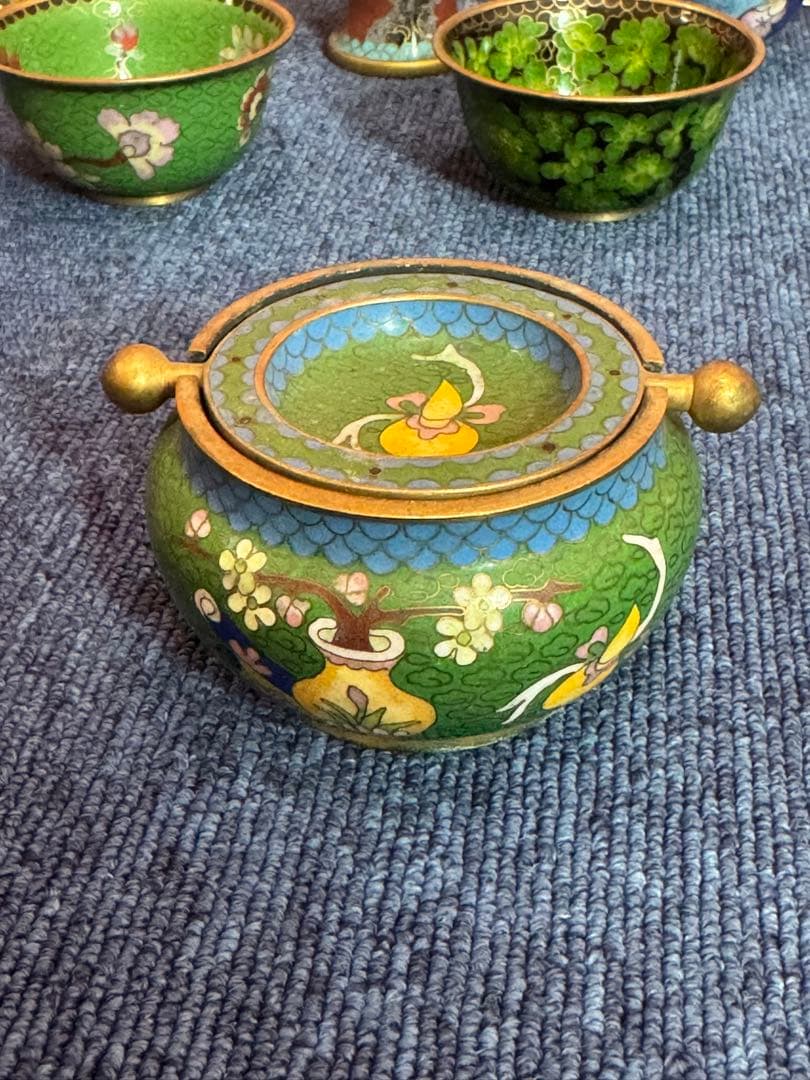 1840  七宝焼　景泰藍　まとめ売り　合計14個　時代物