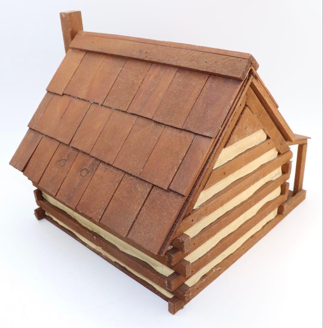 カントリー・アート 木製ミニチュアログハウス風小物入れ