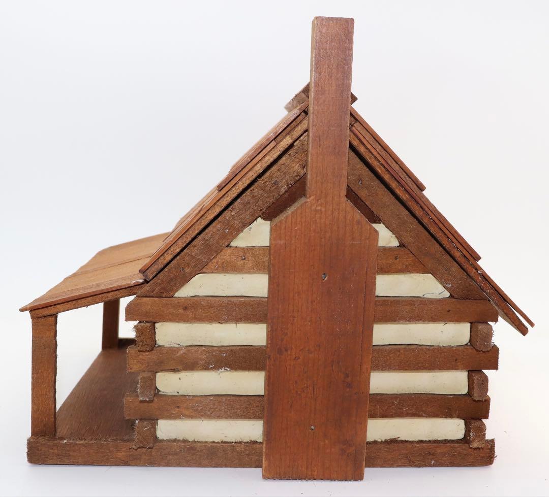 カントリー・アート 木製ミニチュアログハウス風小物入れ