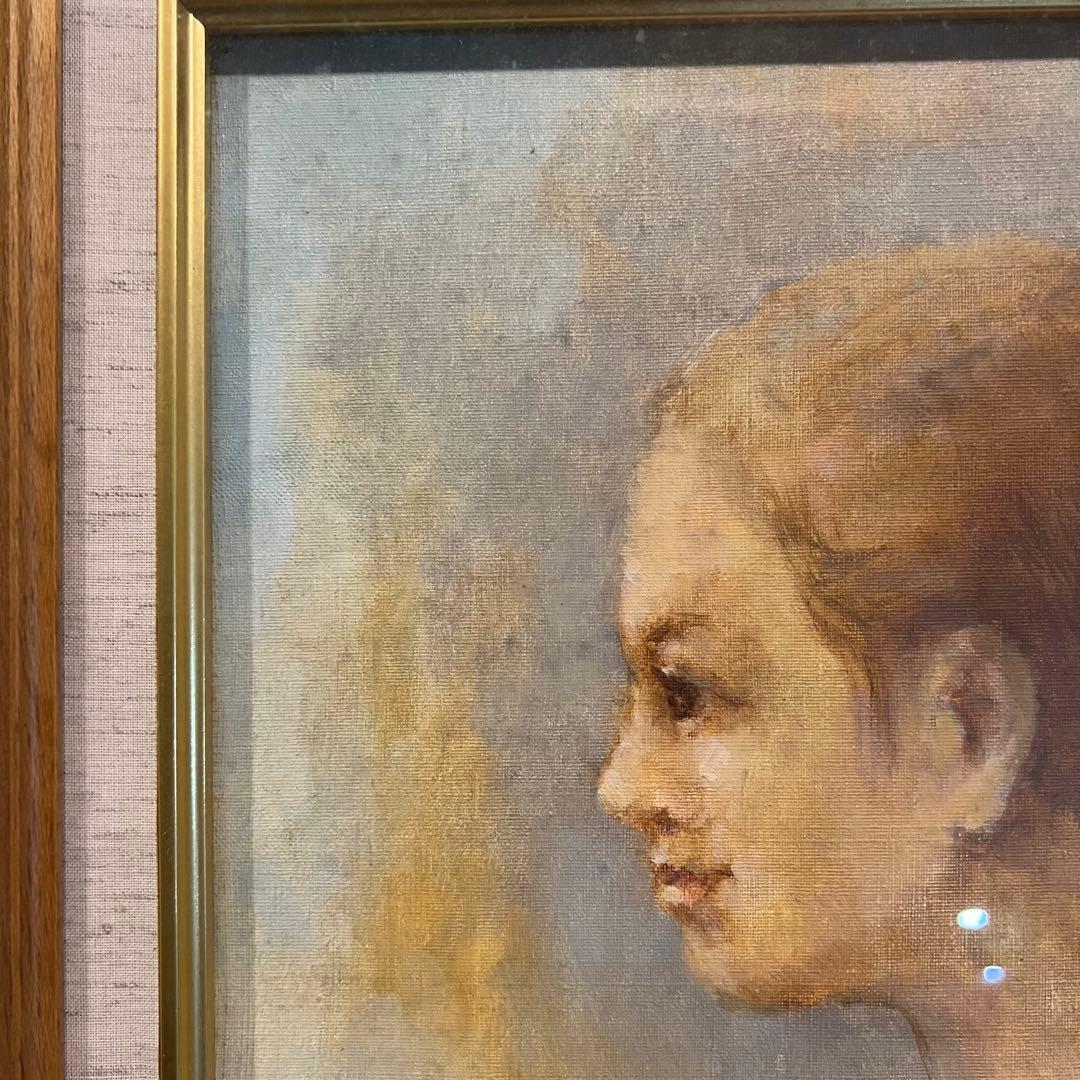 少女　上尚司　油彩画　真作　girl Japanesetraditional