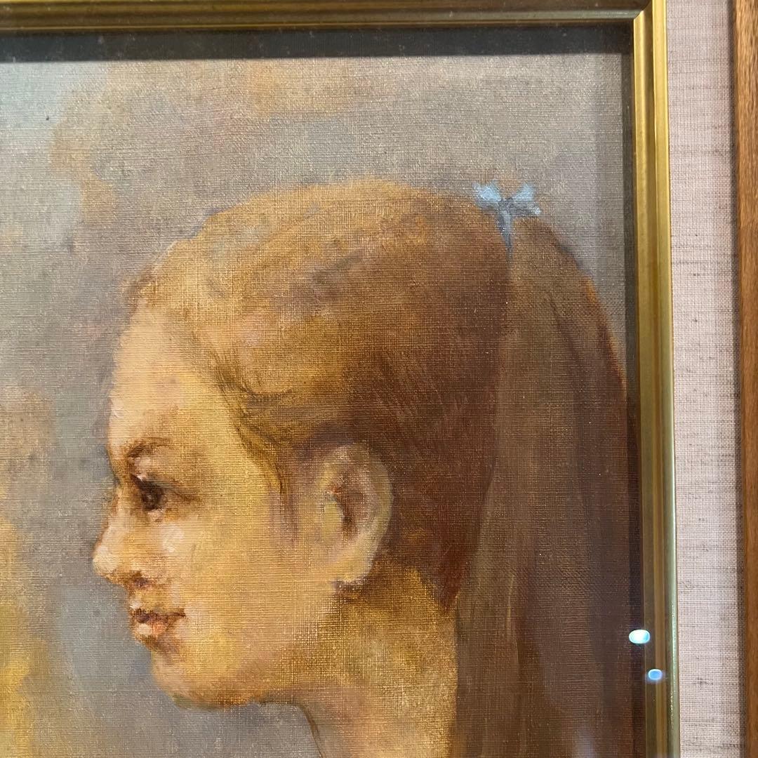 少女　上尚司　油彩画　真作　girl Japanesetraditional