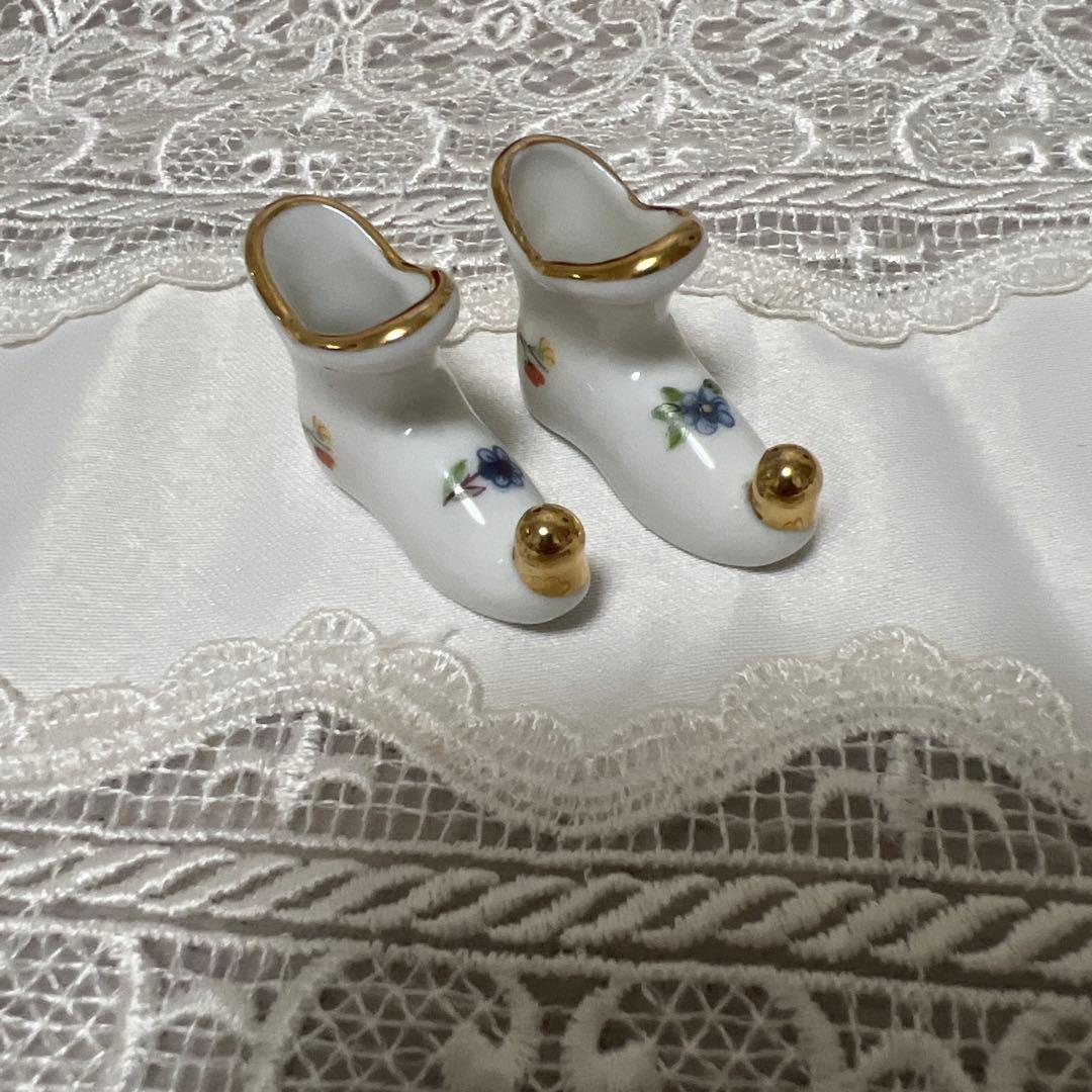 リモージュ　アンティーク　ミニチュア　ブーツ　２個セット