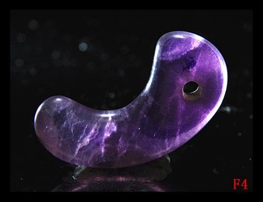 古墳期★虹入り★特有な結晶が見られ★紫色水晶製★コ字形勾玉　縄文時代出土石器