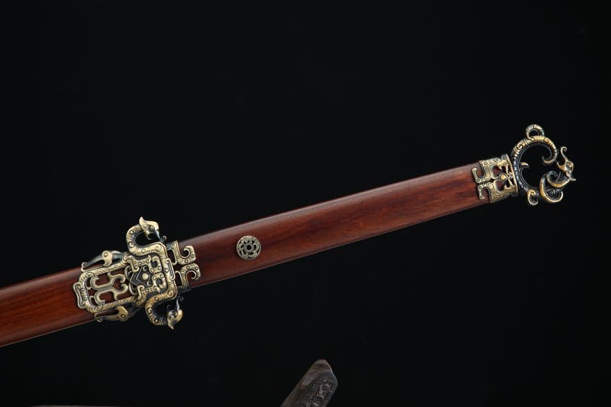 蟠龍唐剣（酸枝木金）古兵器 武具　刀装具　日本刀　模造刀 居合刀