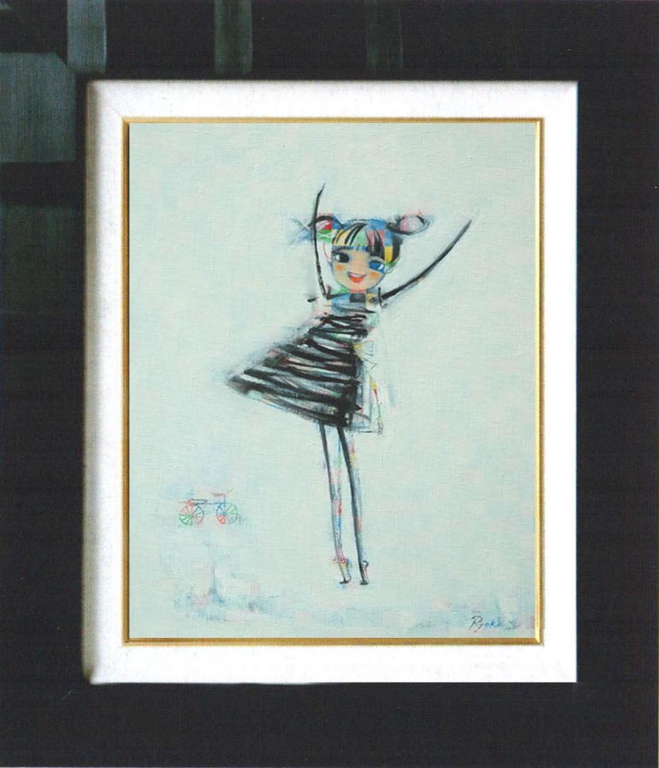 油絵 菅家令子 絵 絵画インテリアF4-080815 女の子“大きくなったよ～\"