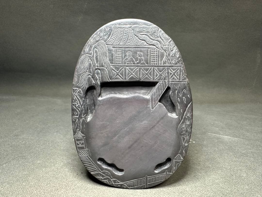 硯台　書道具　中国美術　置物　古美術品　 細密細工　骨董　アンティーク　彫刻