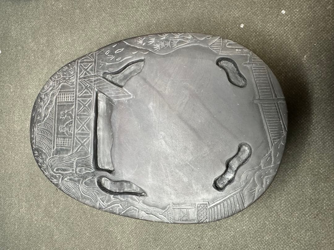 硯台　書道具　中国美術　置物　古美術品　 細密細工　骨董　アンティーク　彫刻