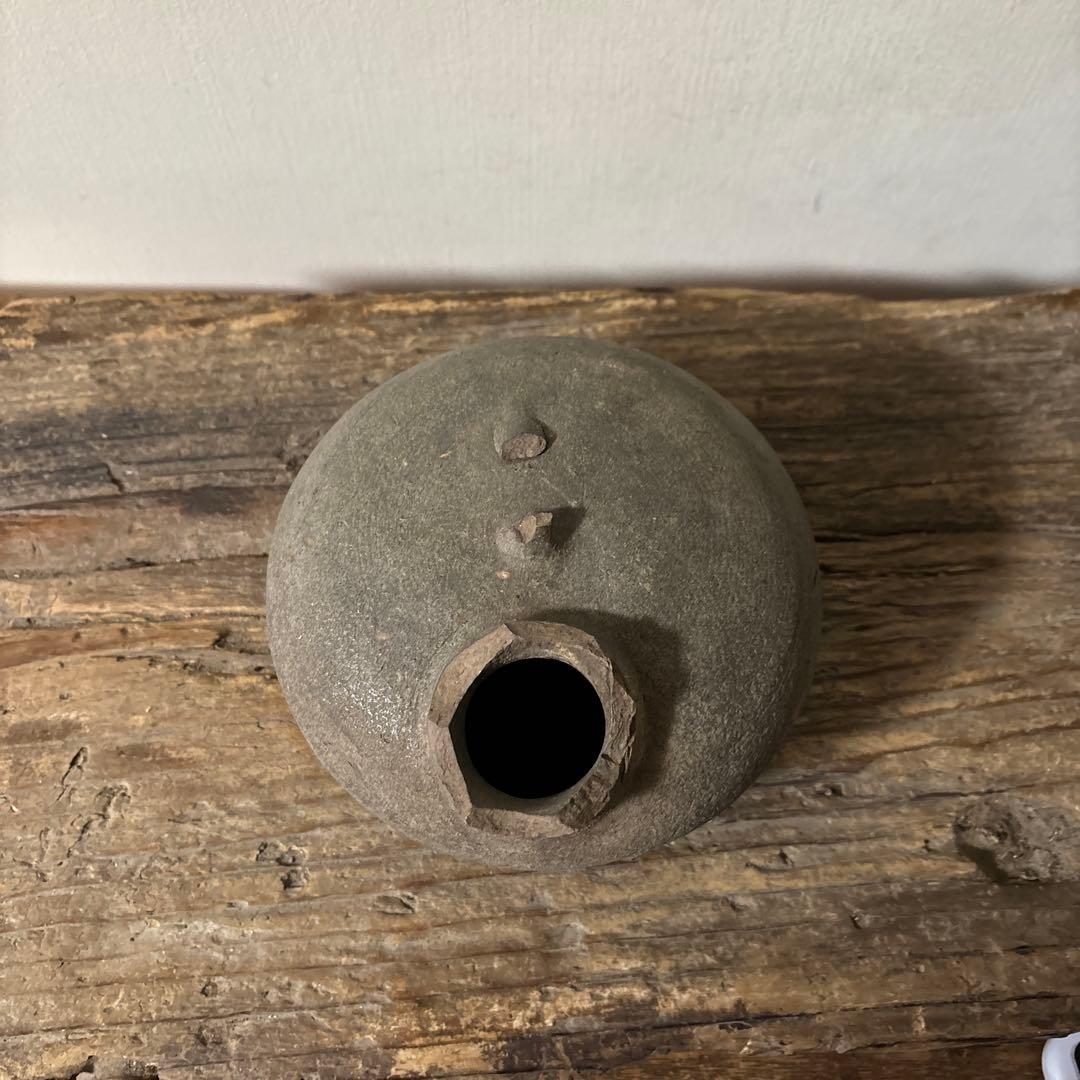 須恵器 平瓶 古美術 残欠骨董　古道具 アンティーク 酒器 花器　土器　検:李朝
