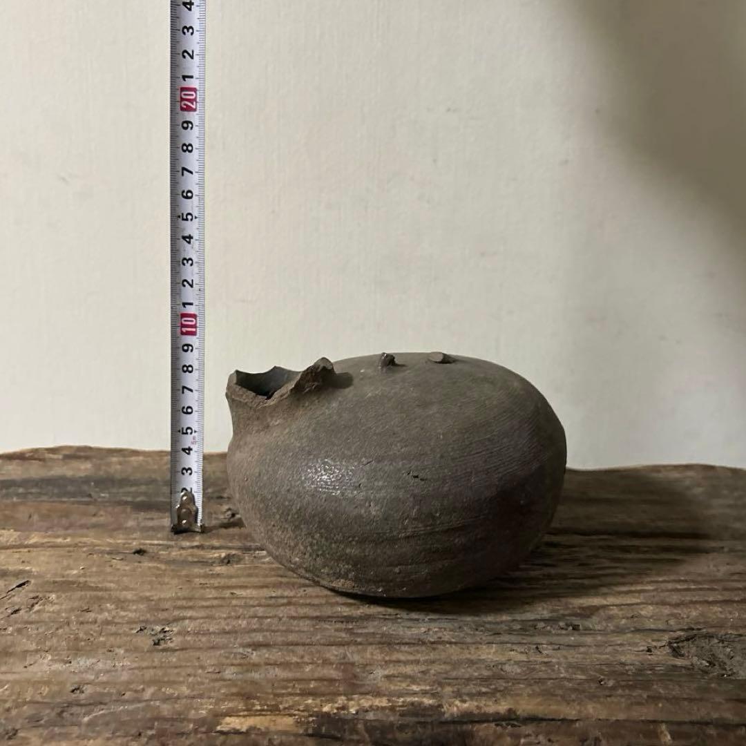 須恵器 平瓶 古美術 残欠骨董　古道具 アンティーク 酒器 花器　土器　検:李朝
