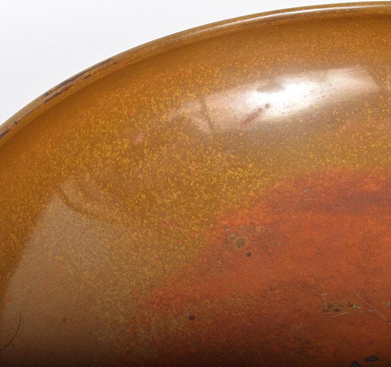 彫金家　平安　本間寿次作　黄銅製　鎚目　菓子器　灰器転用　共箱　V R4382C