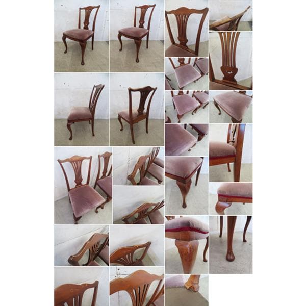 英国■イギリスアンティーク■チッペンデール様式■ダイニングチェア4脚セット