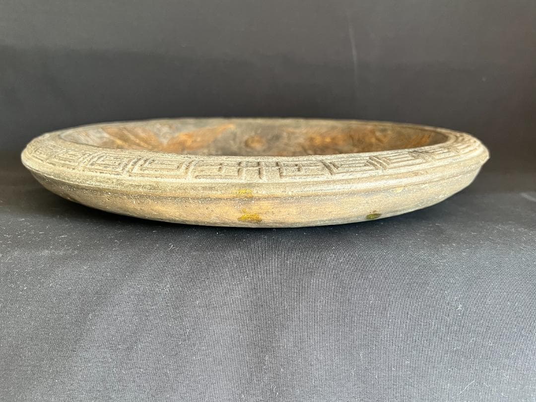 【海】中国美術　龍鳳陶大皿　在銘　骨董品　時代品　美術品