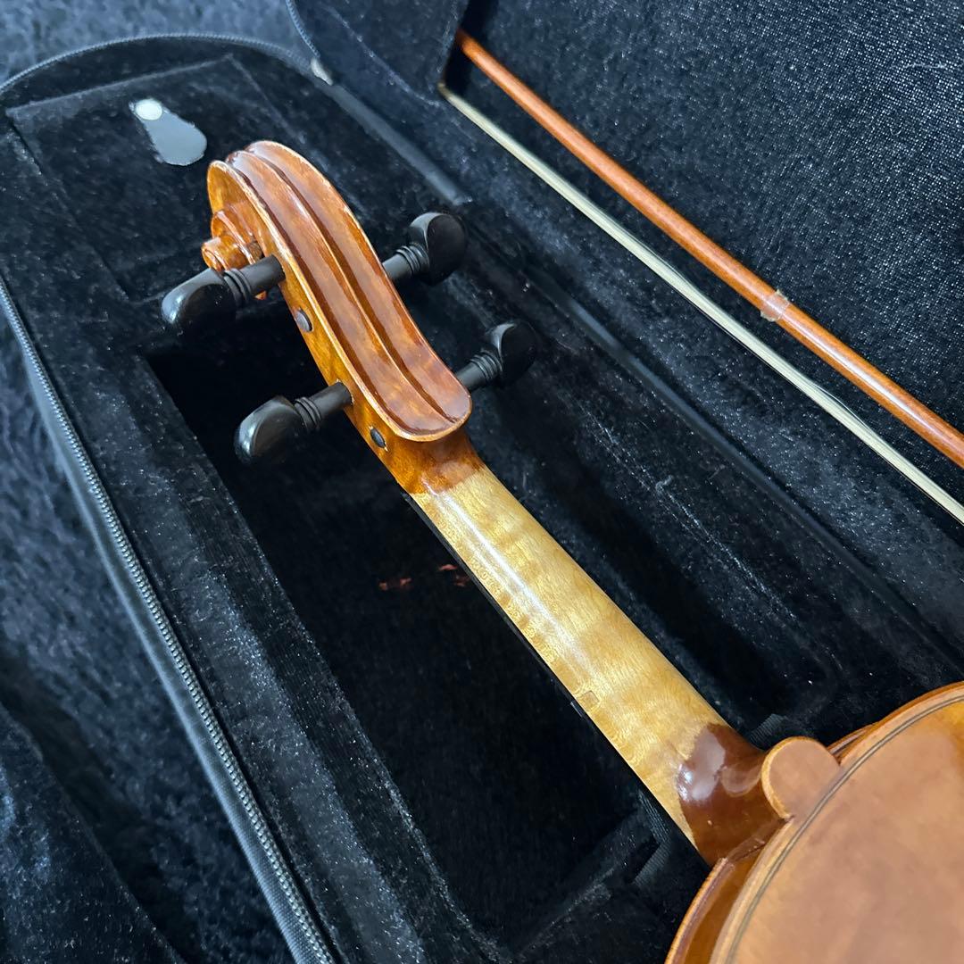 高級 ノーラベル バイオリン 1/4サイズ 弦楽器 虎杢 木目 ケース 弓付属