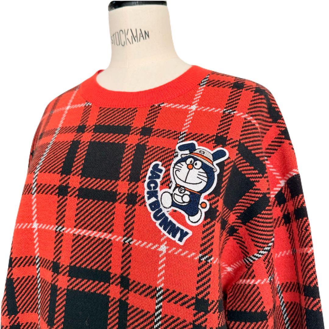 ジャックバニー ドラえもん コラボ Wジャガード ニット セーター オレンジ 4