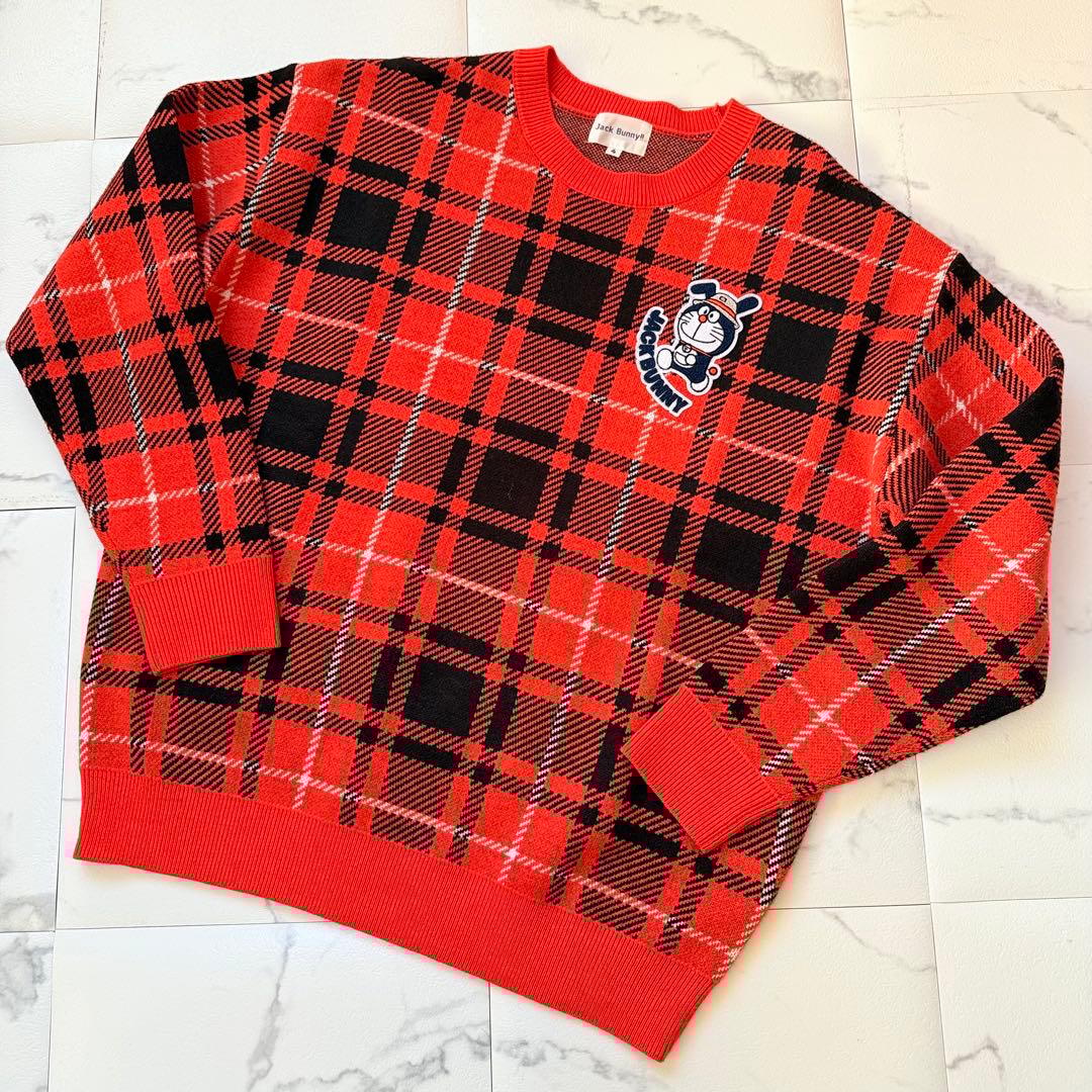 ジャックバニー ドラえもん コラボ Wジャガード ニット セーター オレンジ 4