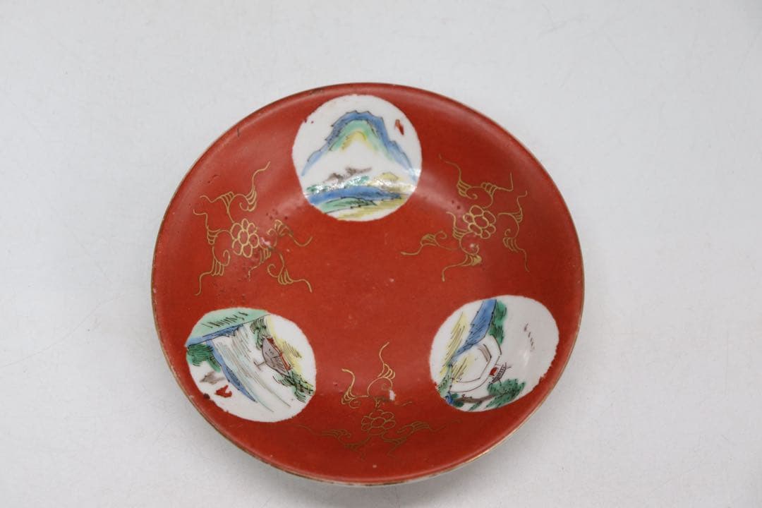 中国　清時代　十錦手小皿5点　木箱入　送料込み250708