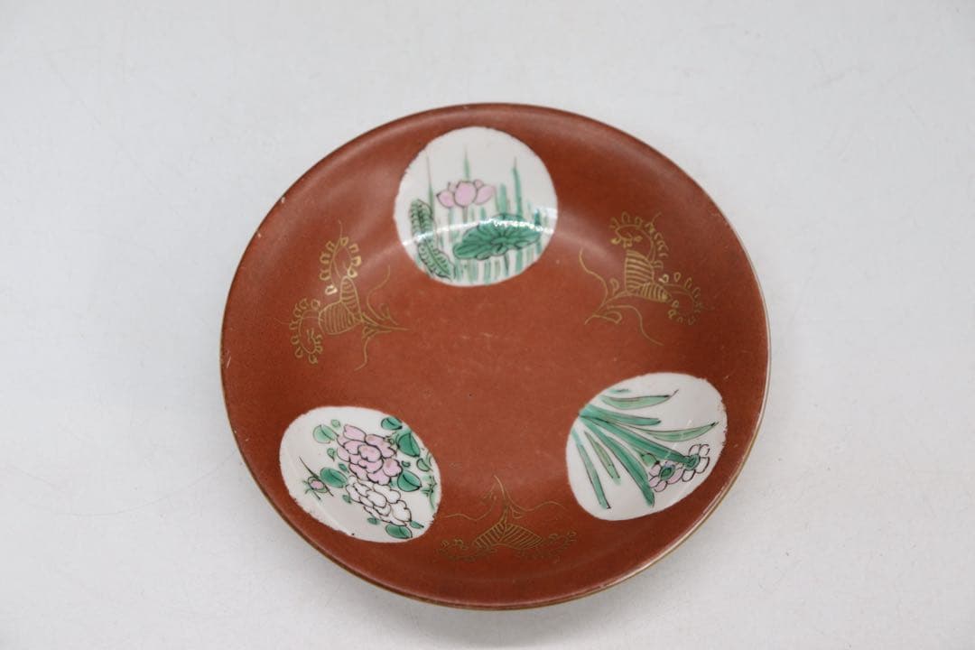 中国　清時代　十錦手小皿5点　木箱入　送料込み250708