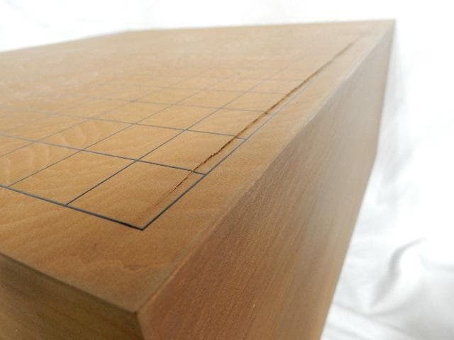囲碁セット（囲碁盤＋栗碁笥＋硬化ガラス碁石）　未使用保管品