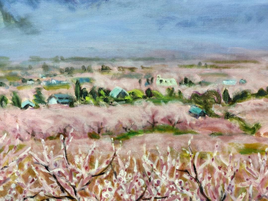 F10「桃の里」絵画 油彩画 油絵 風景画 アート
