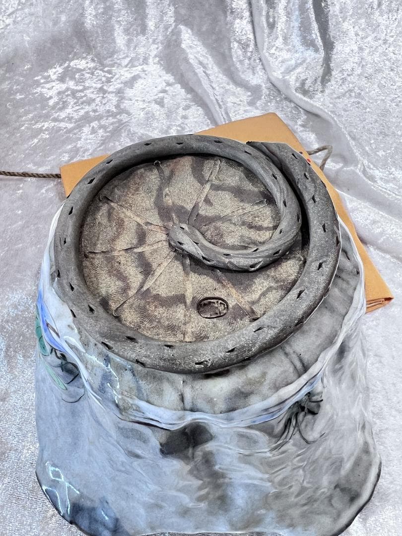 万古焼蓮葉型丼　共箱