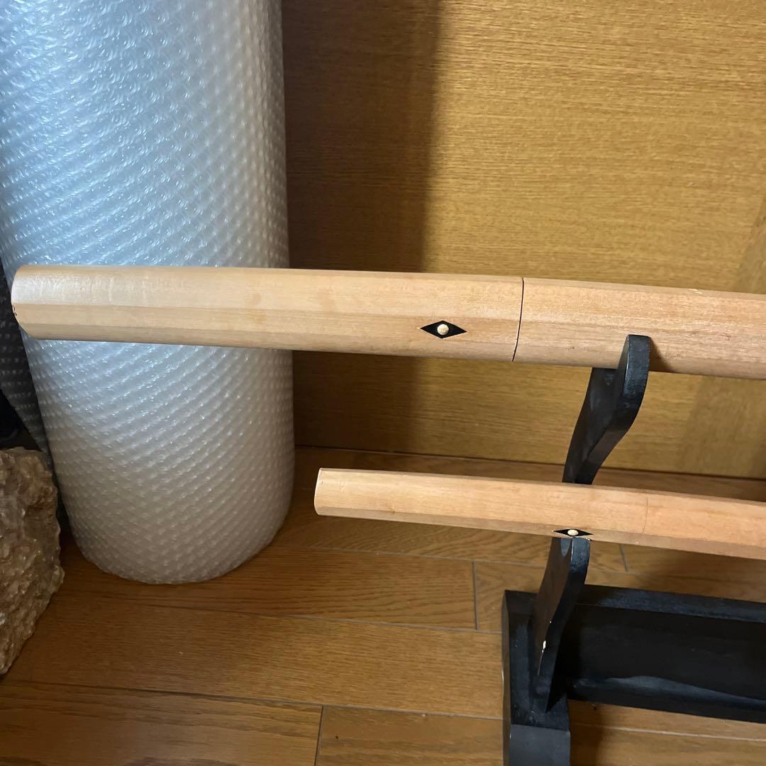 模造刀 白鞘 2本 セット コスプレ 演劇 防犯 日本刀レプリカ黒スタンド付き