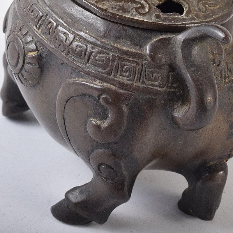 中国　古銅　唐銅　神獣五重塔　香炉　M　R8731