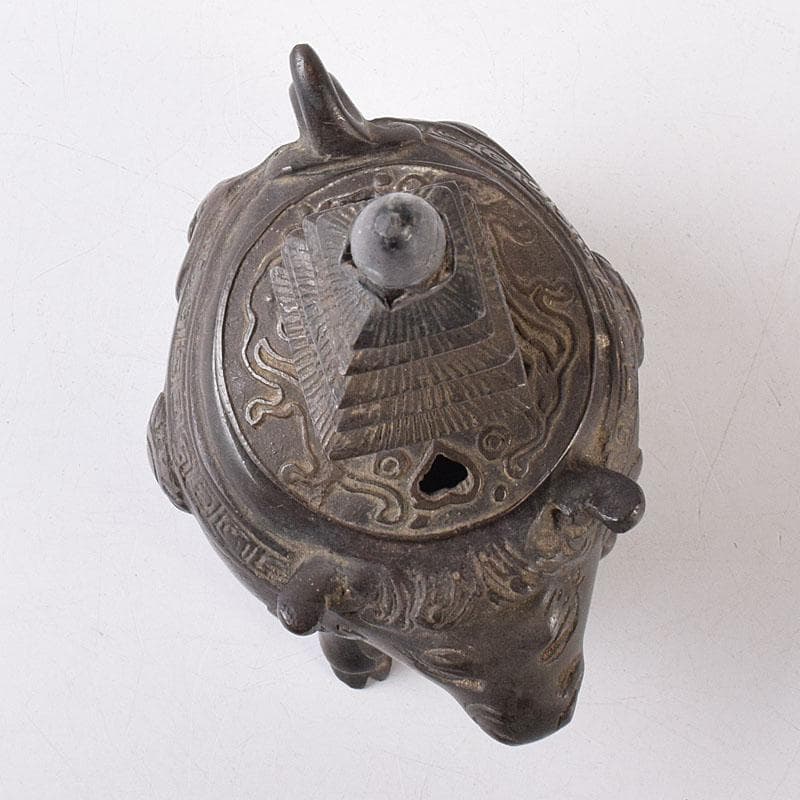 中国　古銅　唐銅　神獣五重塔　香炉　M　R8731