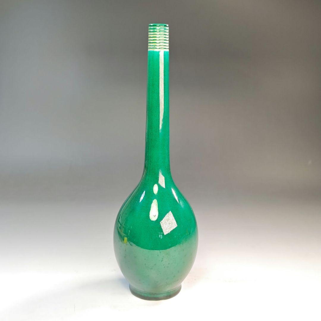 ウ219 花瓶『永楽善五郎造』『淡々斎極箱　青交趾鶴寿花入』茶道具　花器