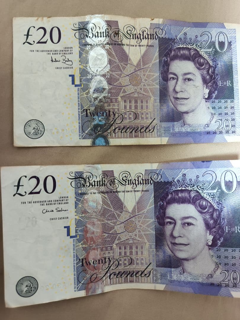 ピ*ム様 【旧紙幣】イギリス 20ポンド札 4枚セット エリザベス女王 コレクシ