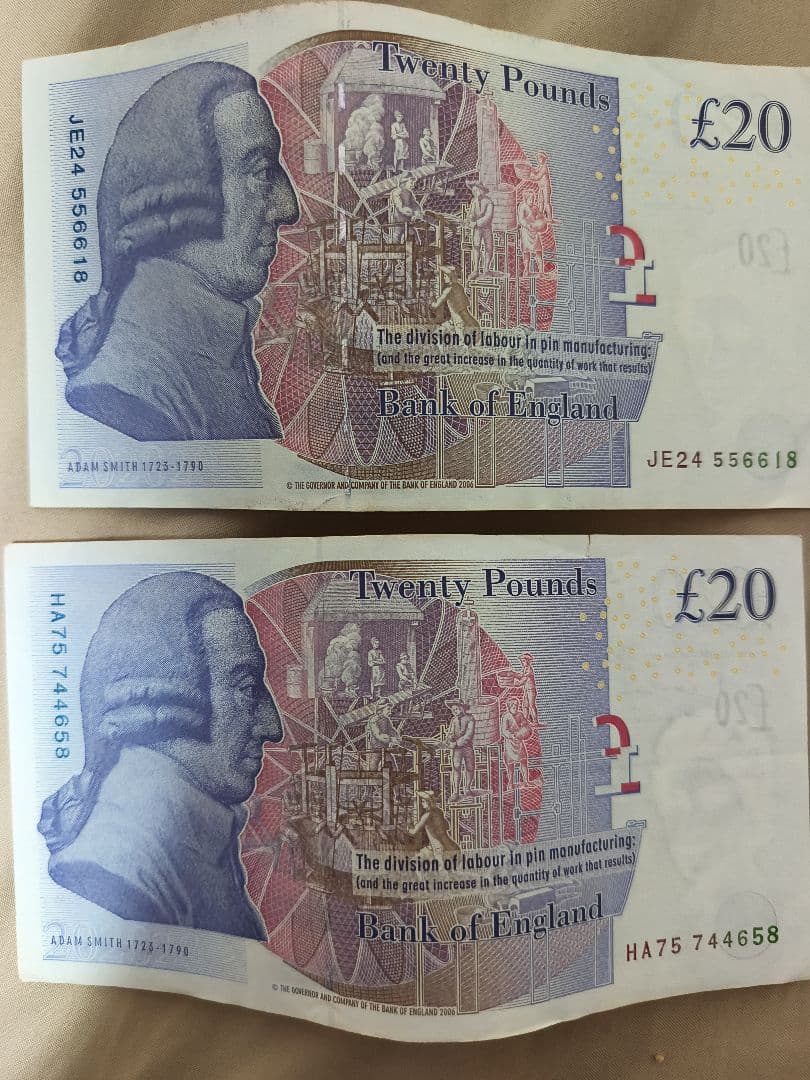 ピ*ム様 【旧紙幣】イギリス 20ポンド札 4枚セット エリザベス女王 コレクシ