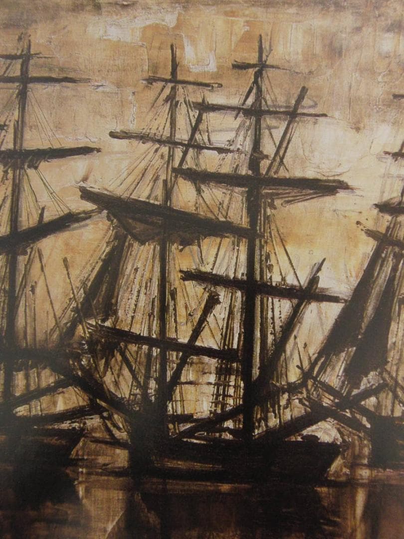 ベルナール・ビュッフェ「Terre-neuvas」希少画集の額装画、人気作品