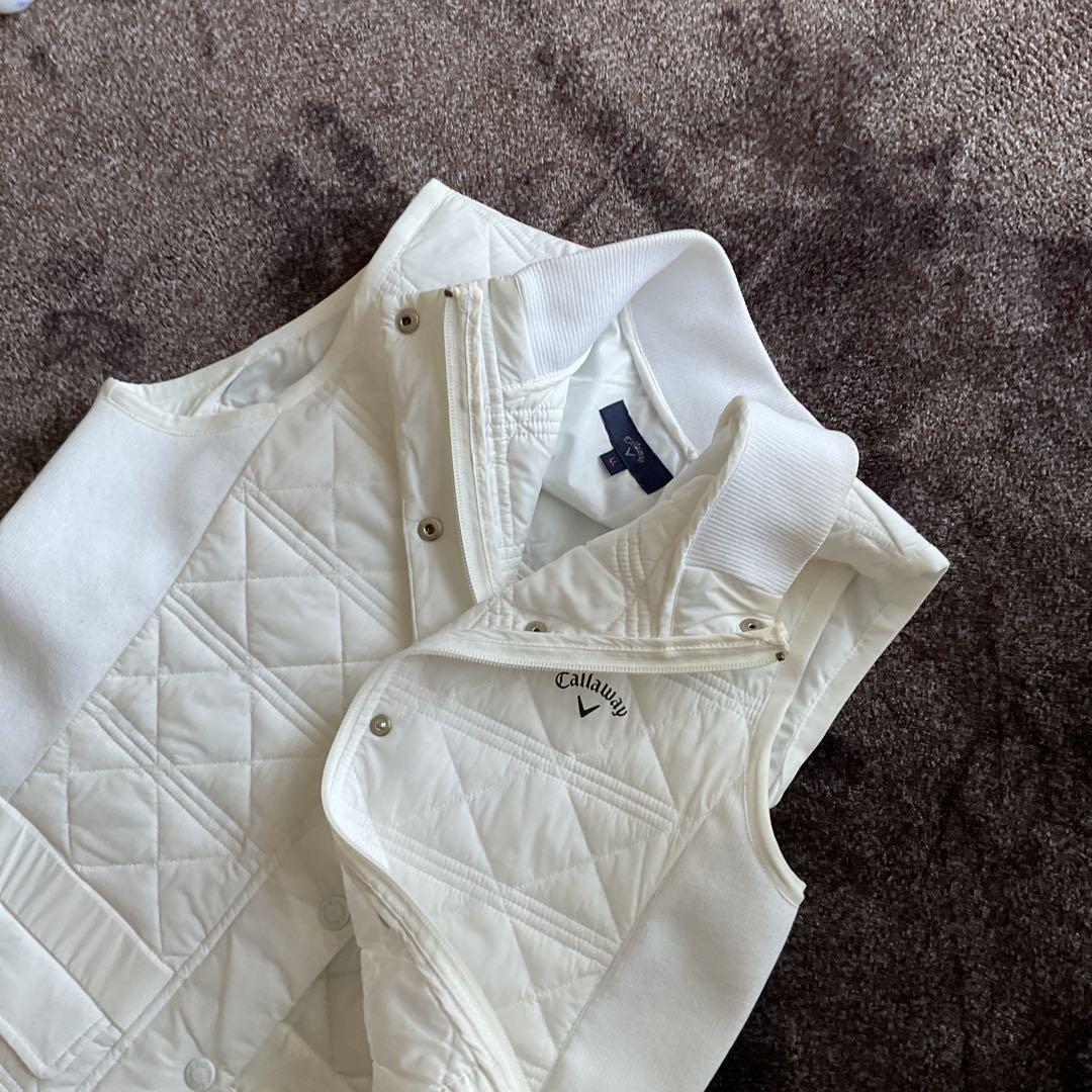 Callaway レディース ノースリーブ中綿ワンピース ホワイト　ＬＬ