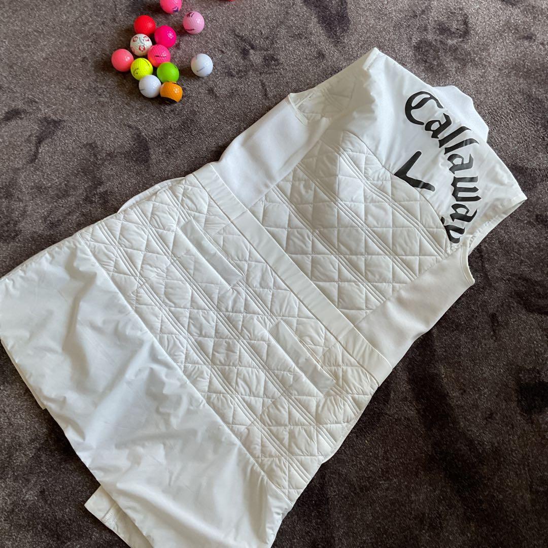 Callaway レディース ノースリーブ中綿ワンピース ホワイト　ＬＬ