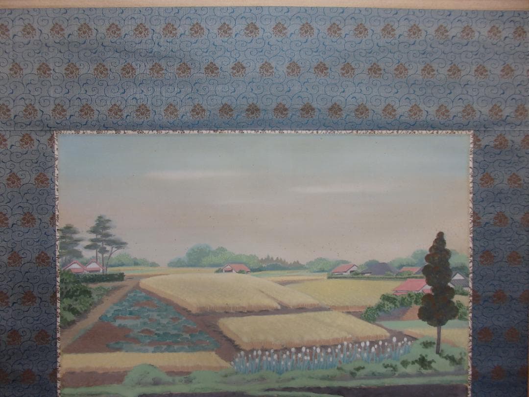 日本画家 後藤芳仙『むさし野』絹本 共箱　掛け軸(茶掛け)直筆保証