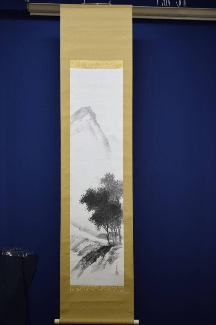 真作/六華/山水人物図/布袋屋掛軸HD-913