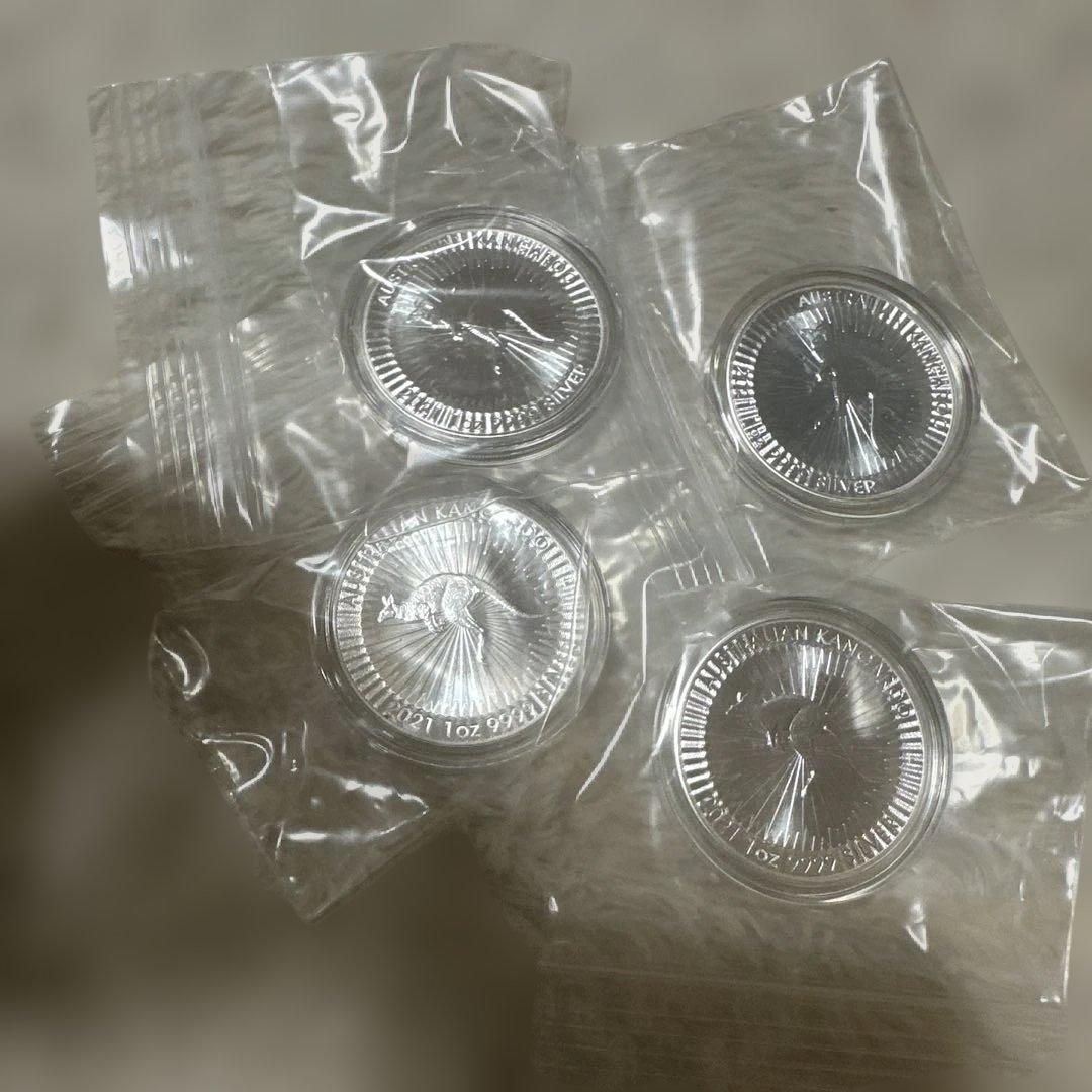 オーストラリアカンガルー銀貨　99.9% 2021年　エリザベス女王 4枚セット