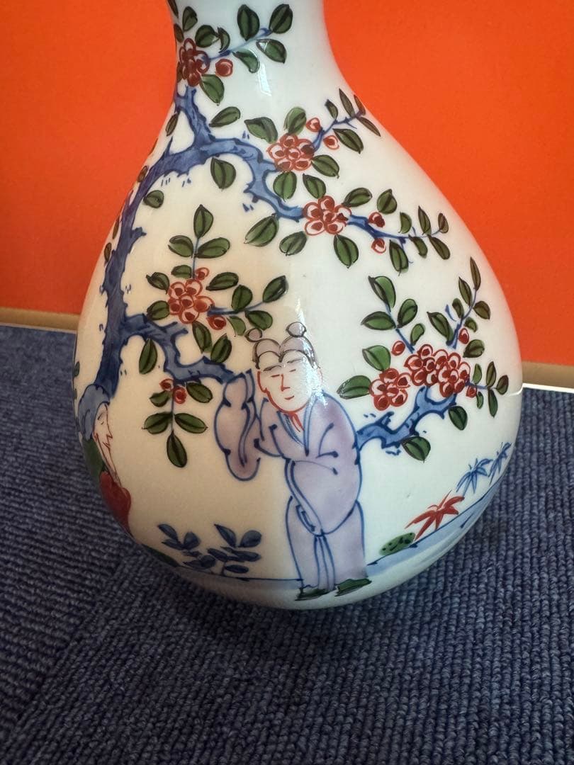 1865  有田焼 源右衛門窯 染錦唐人物絵 花瓶