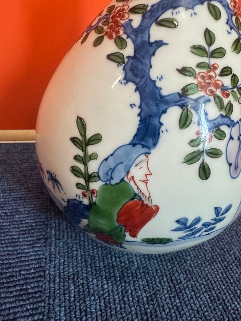 1865  有田焼 源右衛門窯 染錦唐人物絵 花瓶