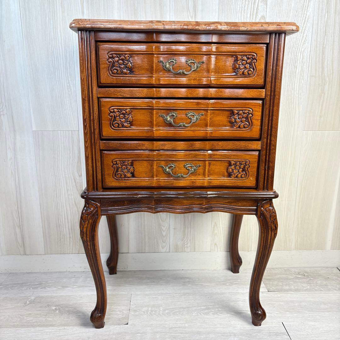 【イタリア製】クラウディオ 猫脚 3段チェスト 大理石 天板 アンティーク