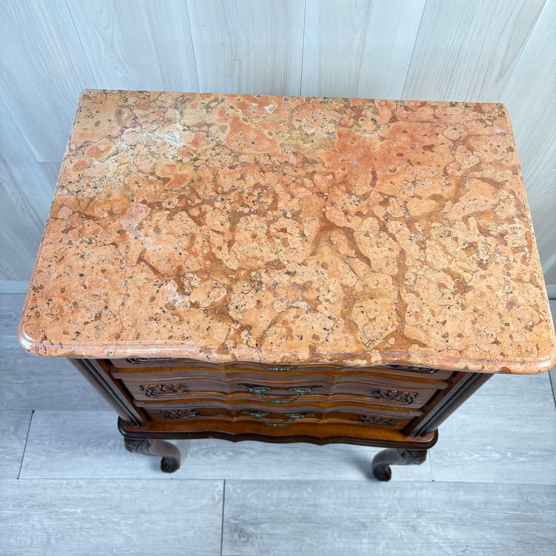 【イタリア製】クラウディオ 猫脚 3段チェスト 大理石 天板 アンティーク