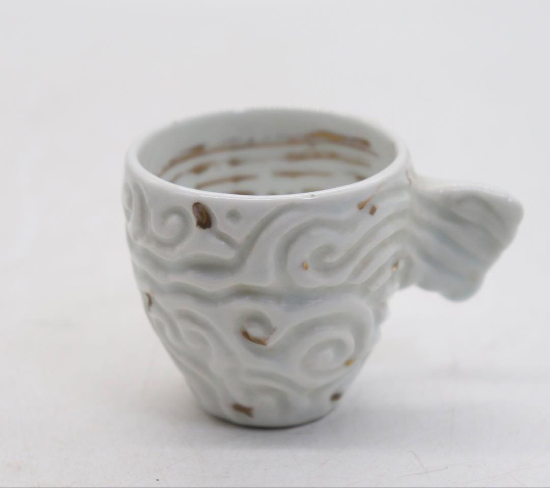 坂田甚内作　深甚紋白陶金彩　湯呑み&くいのみ7点まとめ　送料込み250827