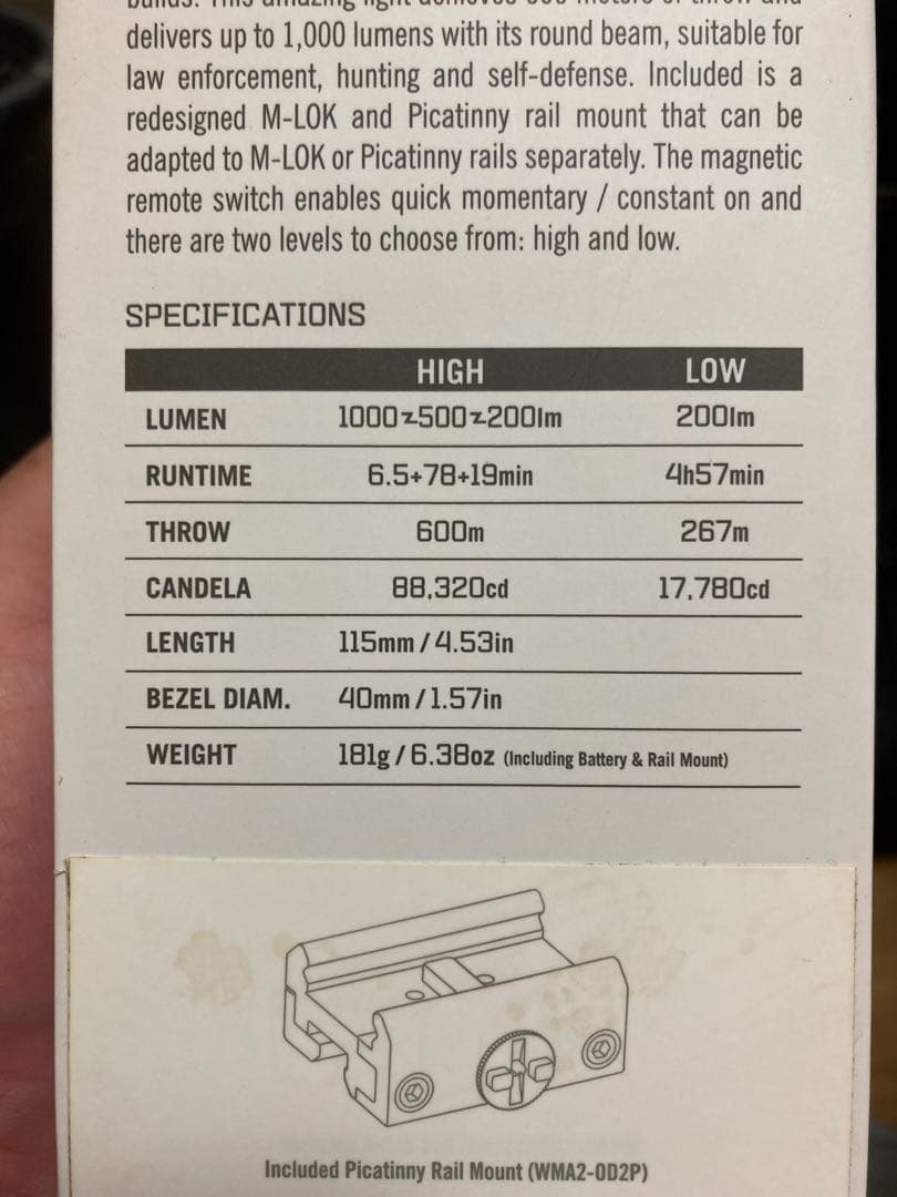【実物】OLIGHT オーライト Javelot Tac P タクティカルライト